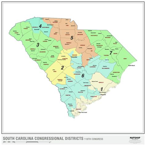 South Carolina 2022 Congressional Districts Wall Map by MapShop - The ...