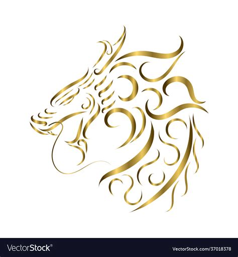 Gold line art dragon head good use for symbol Vector Image