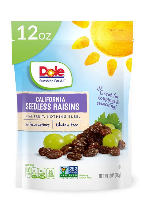 Dole California Seedless Raisins Dried Fruit Healthy Snack 12 Oz