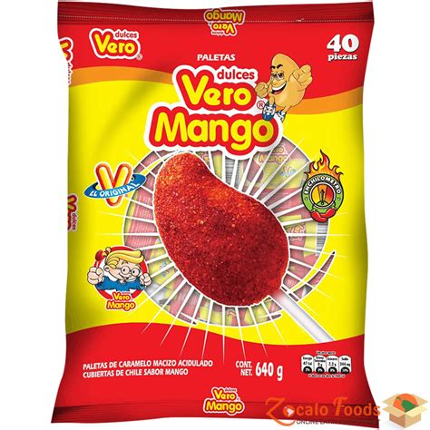 Dulces Vero Mango Mango Chili Lollipops 40ct, 22.6 oz in 2020 | Mexican candy, Spicy mexican ...