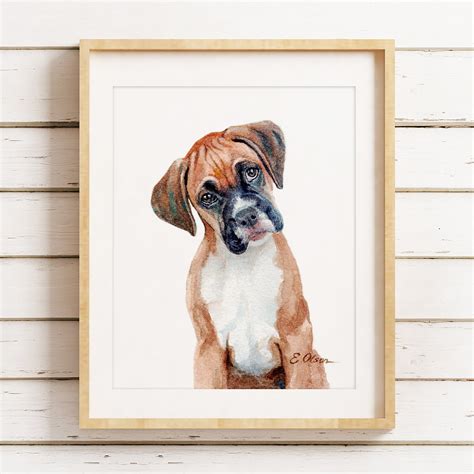 Watercolor Puppy Boxer Puppy Prints Boxer Art Fine Art - Etsy