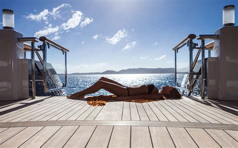Aft deck sunbathing. Superyacht Solandge — Yacht Charter & Superyacht News