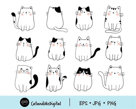 a set of nine cats with different expressions and their faces drawn in ...