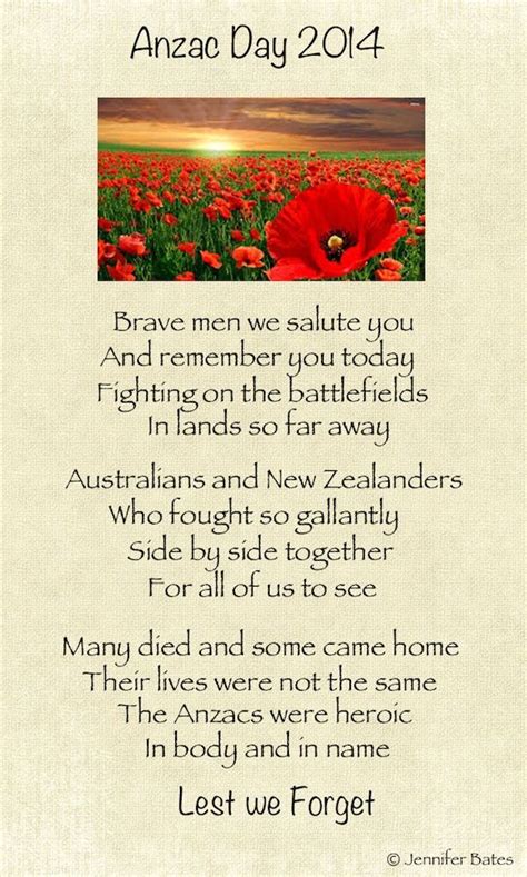 Remembering our soldiers on Anzac Day 2014 - Australia and New Zealand - Poem by Jennifer Bates ...