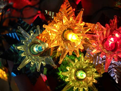 Vintage Multi-Colored Christmas Tree Star Lights with Foil