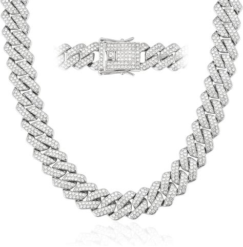 CBLKUS Cuban Link Chain For Men Iced Out Silver Gold Chain Miami ...