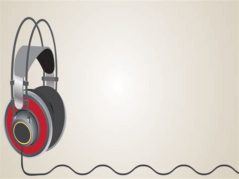 Listening Music Powerpoint Templates - Music, Red Backgrounds