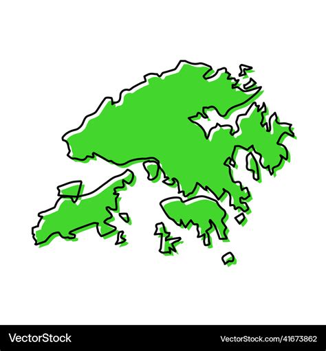 Simple outline map of hong kong stylized line Vector Image