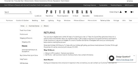 Pottery Barn Return Policy