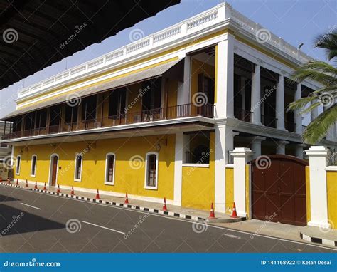 Pondicherry, White Town ,French Architecture. Stock Photo - Image of ...