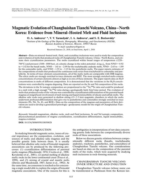 (PDF) Magmatic Evolution of Changbaishan Tianchi Volcano, China–North ...