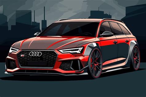 Престижный автомобиль Audi RS6 Avant Спортивный автомобиль Векторная ...