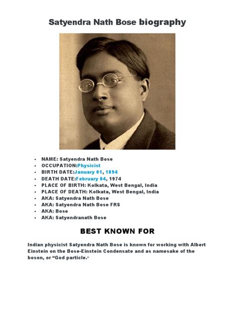 Satyendra Nath Bose biography.doc | Theoretical Physics | Quantum Mechanics