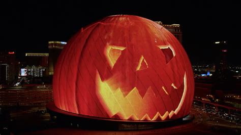 Watch: Las Vegas Sphere turns into giant pumpkin ahead of Halloween | Lifestyle | Independent TV