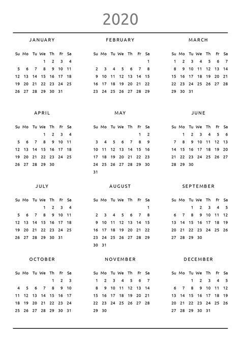 Printable Yearly Calendar - Original Style PDF Download | Printable ...