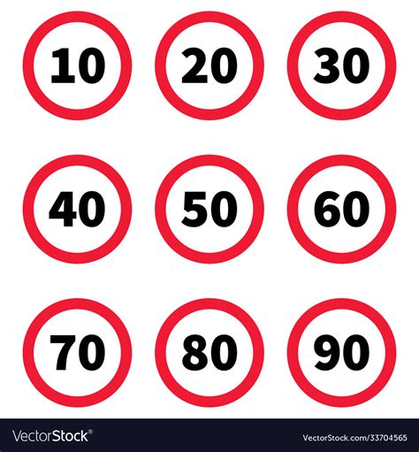 Set speed limit signs Royalty Free Vector Image