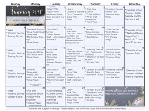 It's here! January Activity Calendar for Seniors