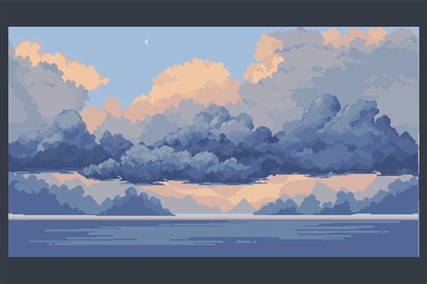 Ocean and Clouds Free Pixel Art Backgrounds - CraftPix.net