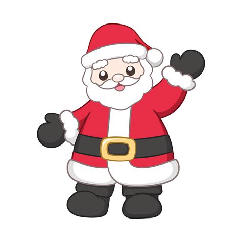 Cute happy Santa Claus waving cartoon illustration. Father Christmas, Kris Kringle, Saint Nick ...