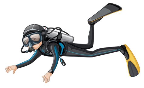 A scuba diver on white background 300524 Vector Art at Vecteezy