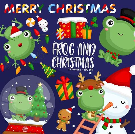 Christmas Frog Clipart Cute Animal Clip Art Christmas | Etsy | Clip art ...