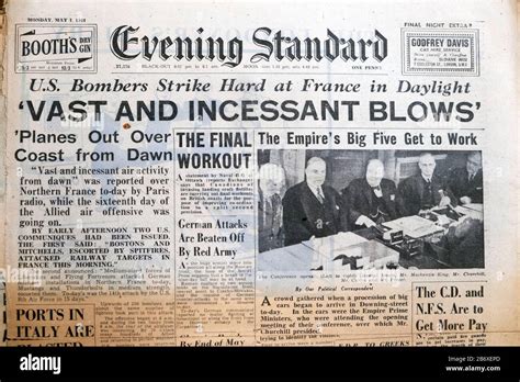 Evening Standard WWII World War 2 newspaper headline "Vast and Incessant Blows" on front page in ...