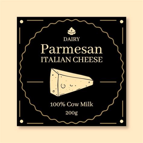 Free Vector | Parmesan cheese square label template design