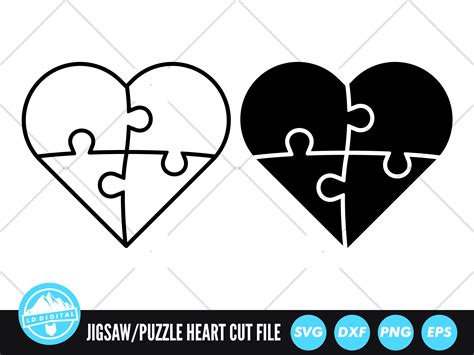 Jigsaw Puzzle Heart SVG | Jigsaw Piece Cut File | Puzzle Pieces By LD Digital | TheHungryJPEG