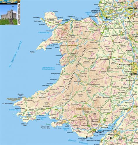 Wales Offline Map, Including Anglesey, Snowdonia, Pembrokeshire And - Printable Map Of Wales ...