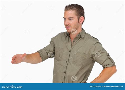 Man Holding Arm Out For Handshake Stock Image - Image of khaki, happy ...