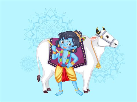 krishna with cow by Design Utsav on Dribbble