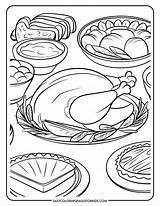 Thanksgiving Feast Coloring Pages 5 Free Printable  Easy sketch template