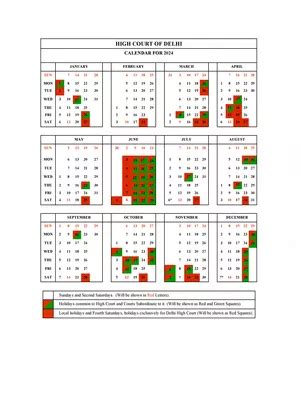 Delhi High Court Calendar 2024 PDF – InstaPDF