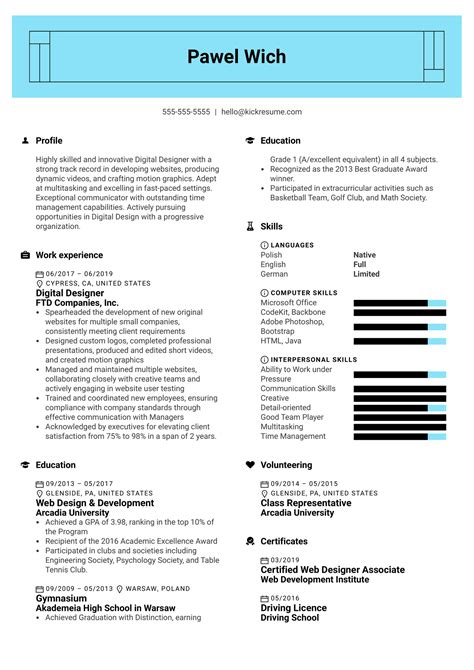 Digital Designer Resume Example | Kickresume