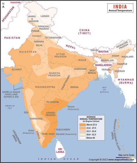 Annual Temperature Map of India | Map, India map, Train route map