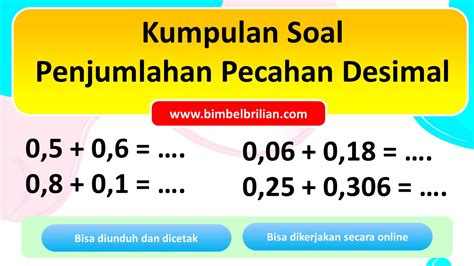 Kumpulan Soal Penjumlahan Pecahan Desimal – Bimbel Brilian