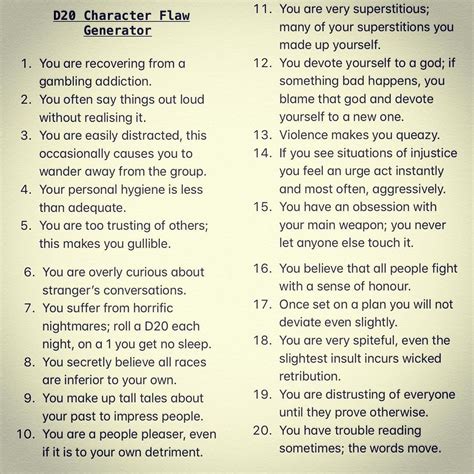 Flaw Chart Dnd 5e