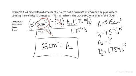 How to Calculate an Area Using the Equation of Continuity | Physics ...