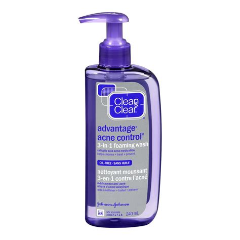 Clean and Clear Advantage Acne Control 3-in-1 Foaming Face Wash With Salicylic Acid Acne ...