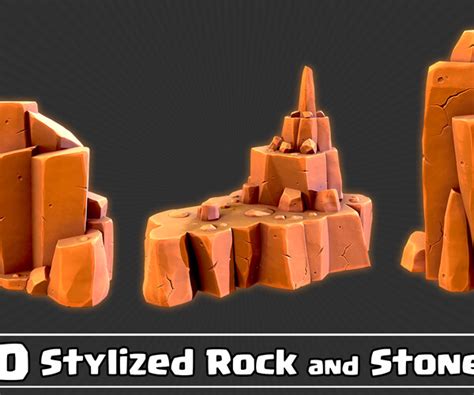 ArtStation - 50 Stylized Rock & Stone Game Ready+ IMM Brush | Game Assets