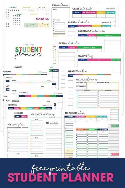 Free Printable Student Planner | School planner organization, Student planner printable, Student ...