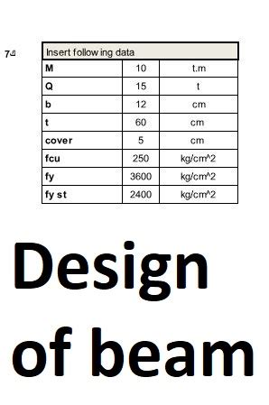 Design of beam in excel sheet - Civil engineering program