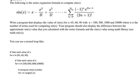 Solved The following is the series expansion formula to | Chegg.com