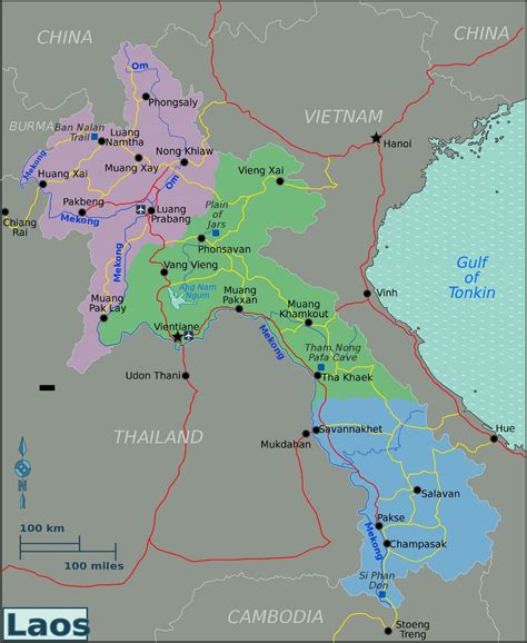 Large regions map of Laos | Laos | Asia | Mapsland | Maps of the World