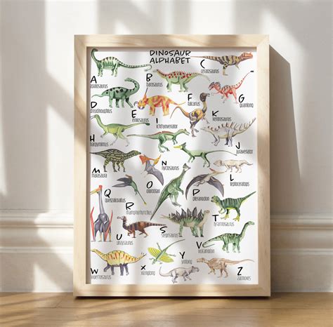 DINOSAUR Alphabet Poster Printable PDF Downloadable Poster - Etsy