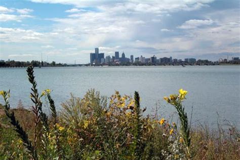 Detroit Skyline From Belle Isle Beach