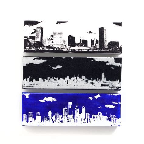 Baltimore Skyline Canvas 12 X 4 Inches White With Black - Etsy