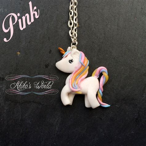 Kawaii Glittered Pastel Rainbow Unicorn Necklace Pendant - Etsy