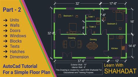 AutoCad Tutorial : How to draw a simple Floor Plan | Part: 2 - YouTube