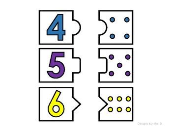 Numbers and Dots Matching Puzzle Pieces by Designs by Mrs D | TPT